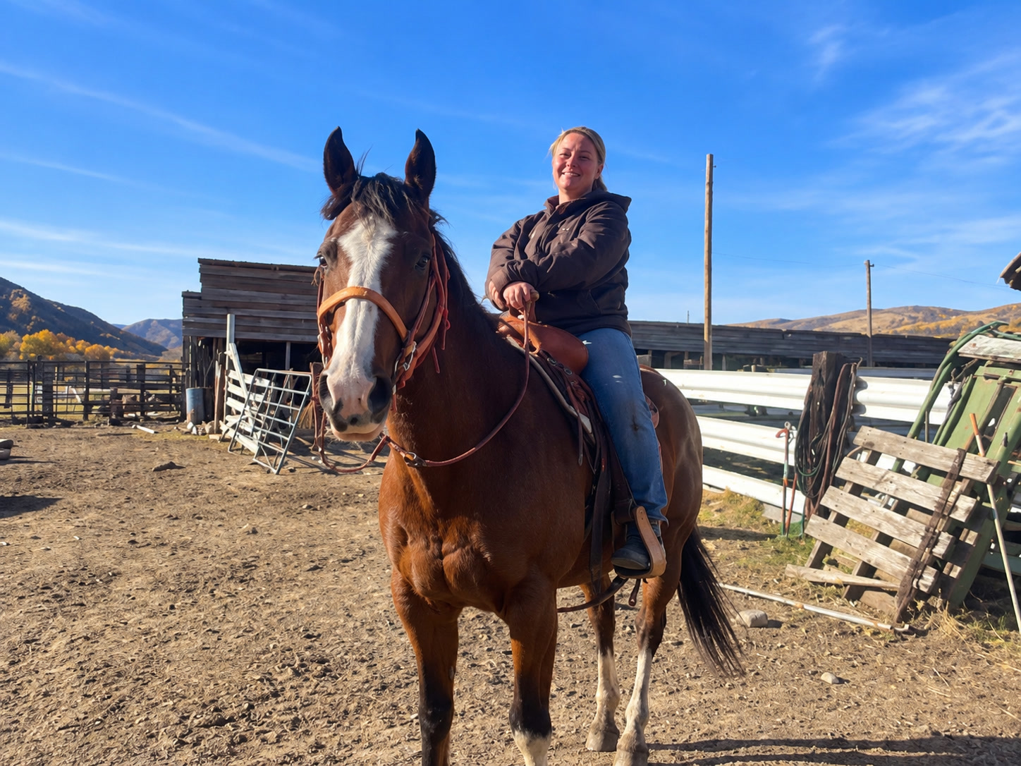 Chabree riding at the ranch during an equestrian program visit