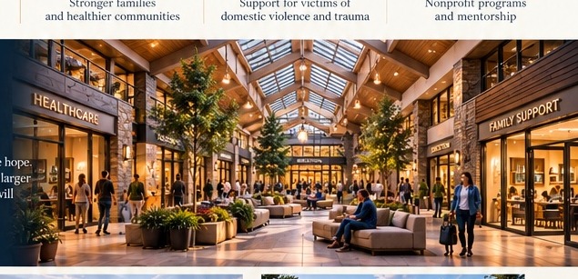 Concept rendering of indoor promenade with service organizations