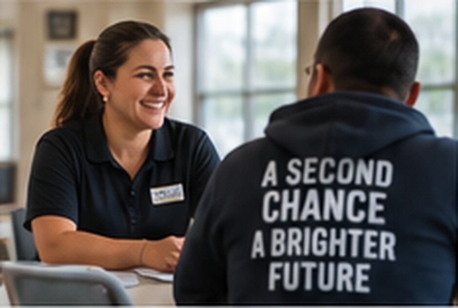 Illustrative image of a mentor meeting with a person preparing for reentry